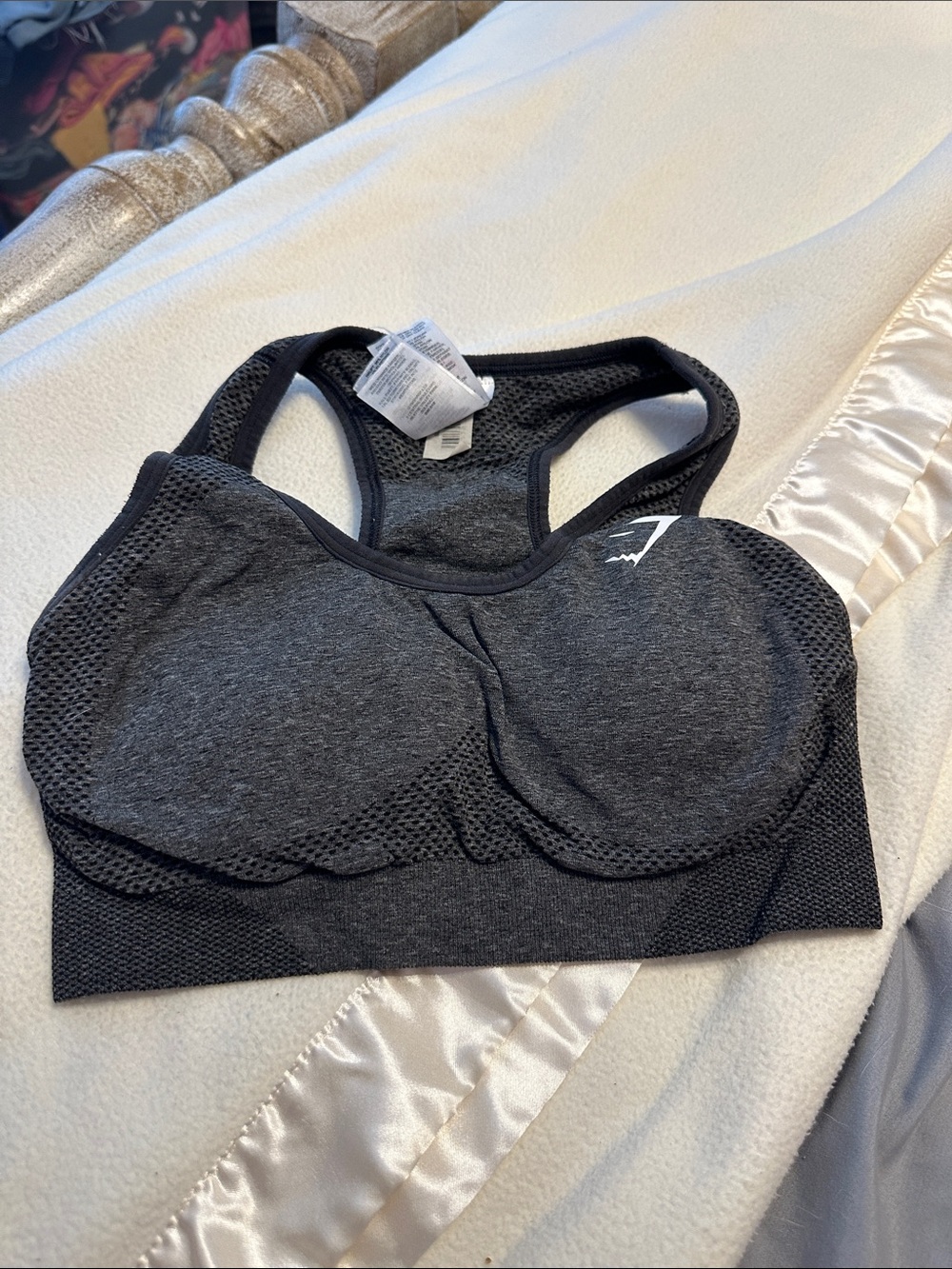 Gymshark Charcoal/Black Seamless Racerback Sports Bra